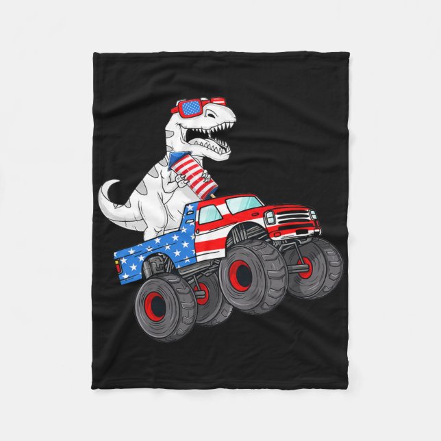 Cobertor De Velo 4 De Julho T Rex Dino Trex Dinosaur Monster Truck (Frente)