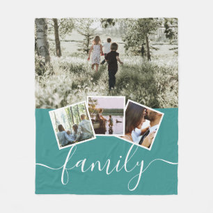 Cobertor De Velo 4 Família de Colagem de Fotografias Personalizada