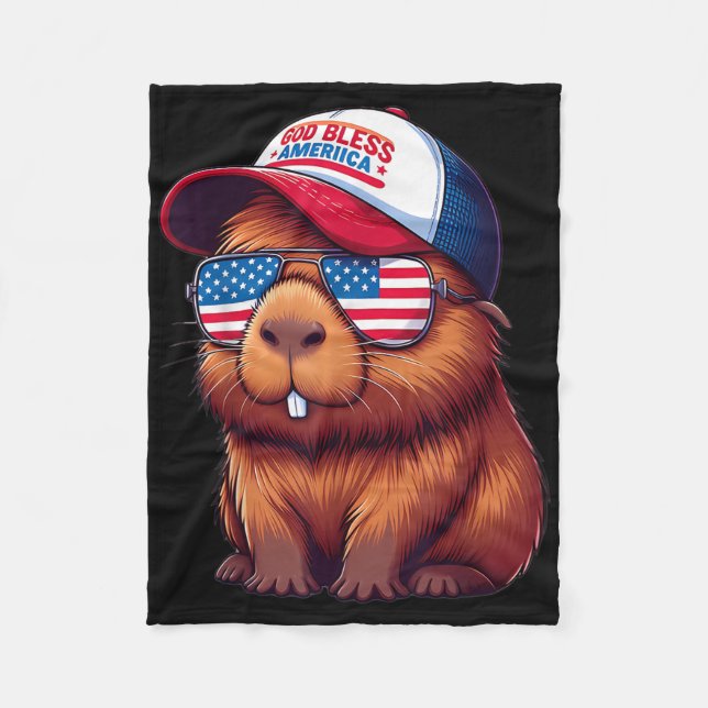Cobertor De Velo 4th Of July Capybara – God Bless America Hat And P (Frente)