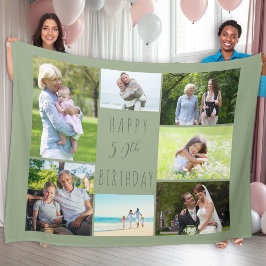 Cobertor De Velo 50º Aniversário 7 Foto Colagem Verde