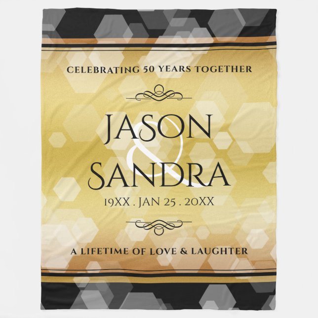 Cobertor De Velo 50º aniversário de casamento do Ouro Elegante (Frente)