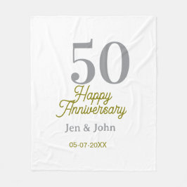 Cobertor De Velo 50th happy anniversary name date silver gold date 