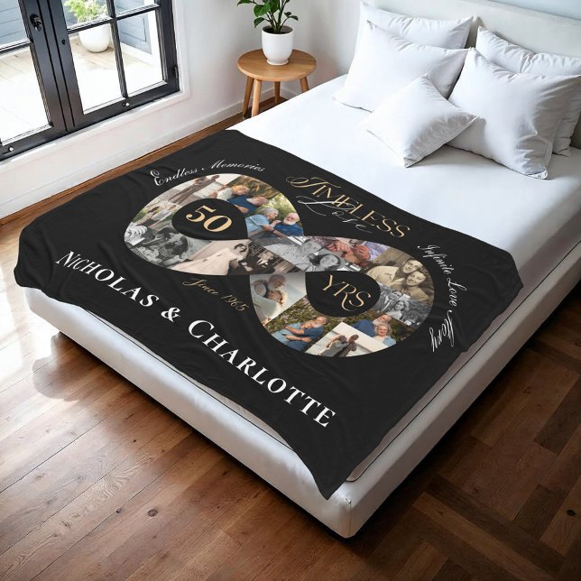 Cobertor De Velo 50th Wedding Anniversary Infinity Photo Collage (50th Wedding Anniversary Infinity Photo Collage Fleece Blanket)