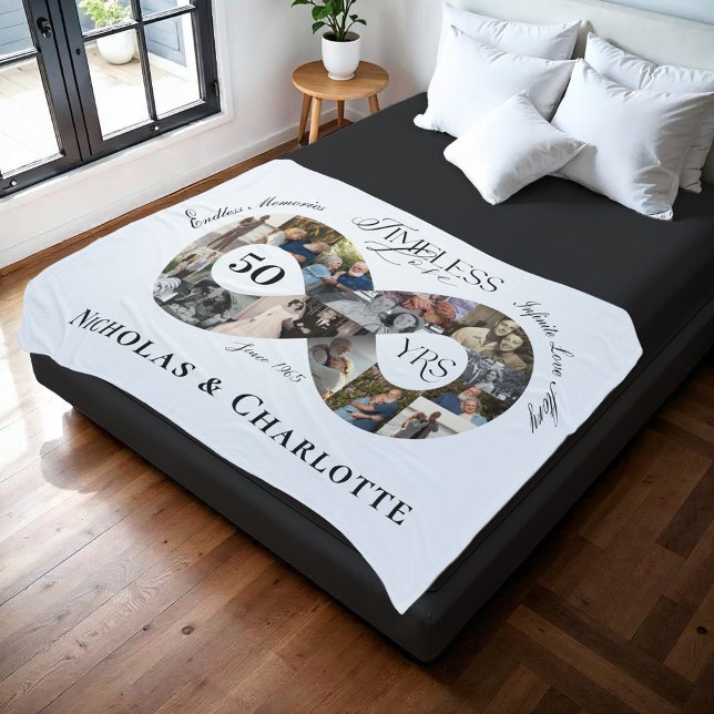 Cobertor De Velo 50th Wedding Anniversary Infinity Photo Collage (50th Wedding Anniversary Infinity Photo Collage Fleece Blanket)