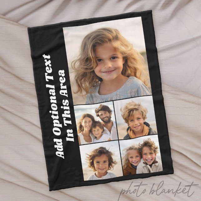 Cobertor De Velo 5 Colagem de Fotos - Texto Opcional - pode editar  (Custom Photo Blanket)