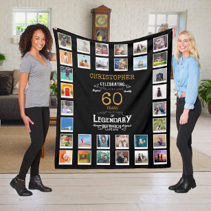Cobertor De Velo 60º aniversário Foto Dourada lendária negra