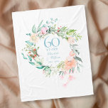 Cobertor De Velo 60th Diamond Wedding Anniversary Floral Garland<br><div class="desc">Featuring a delicate watercolor floral garland,  this chic botanical 60th wedding anniversary keepsake fleece blanket can be personalised with your special anniversary information in elegant diamond blue typography. Designed by Thisisnotme©</div>