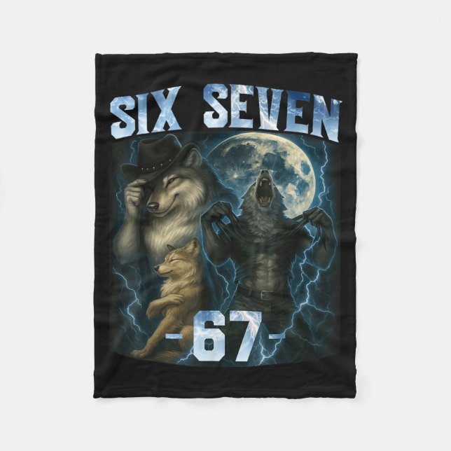 Cobertor De Velo 67 Alpha Wolf Meme Funny Graphic Tee Six Seven Hum (Frente)