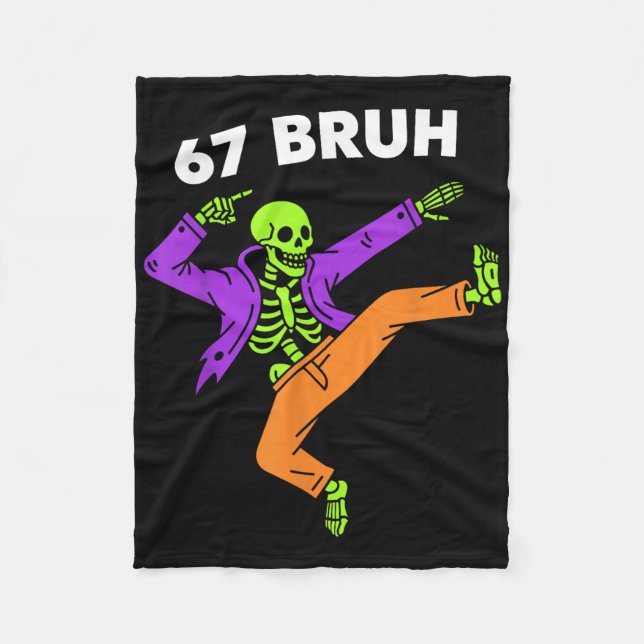 Cobertor De Velo 67 Bruh Halloween Dabbing Esqueleto Meme 6 7 Númer (Frente)