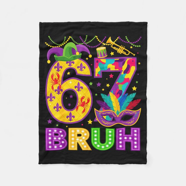 Cobertor De Velo 67 Bruh Mardi Gras Funny Carnival 67 Meme Gen Alph (Frente)