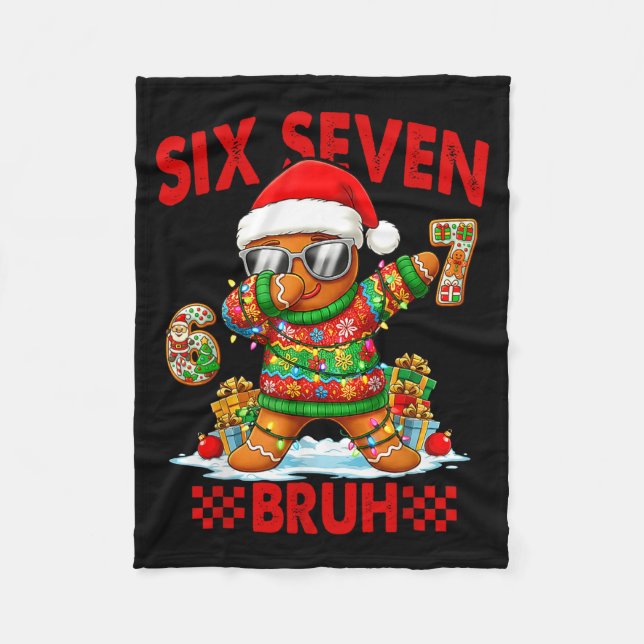 Cobertor De Velo 67 Christmas 6 7 Meme Gingerbread Man Xmas Pajamas (Frente)