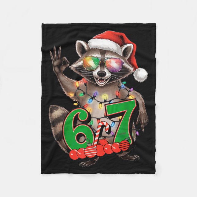 Cobertor De Velo 67 Christmas Funny Raccoon Festive 6-7 Meme Boys G (Frente)