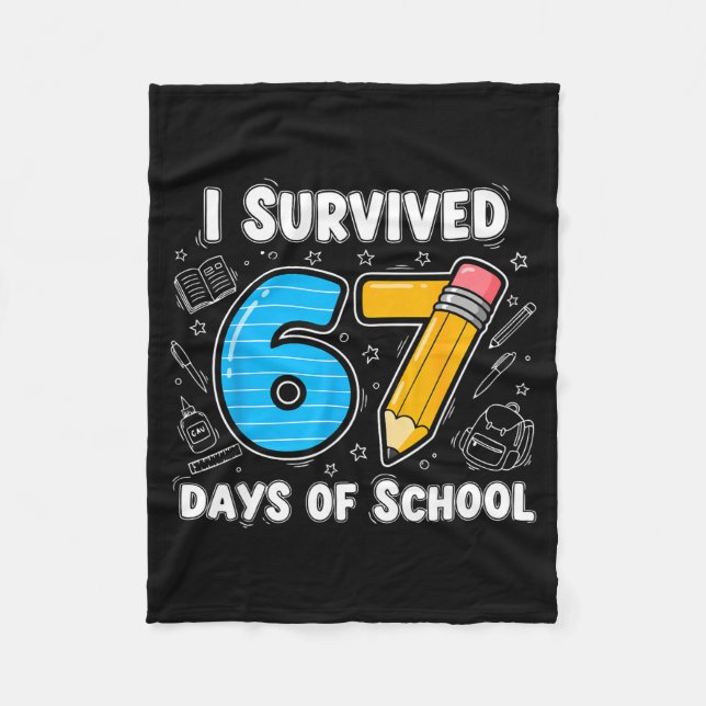 Cobertor De Velo 67 Days Of School Complete - Teacher Student Funny (Frente)