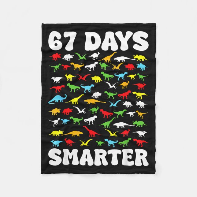 Cobertor De Velo 67 Days Smarter Dinosaur Kids 100 Days Of School 6 (Frente)