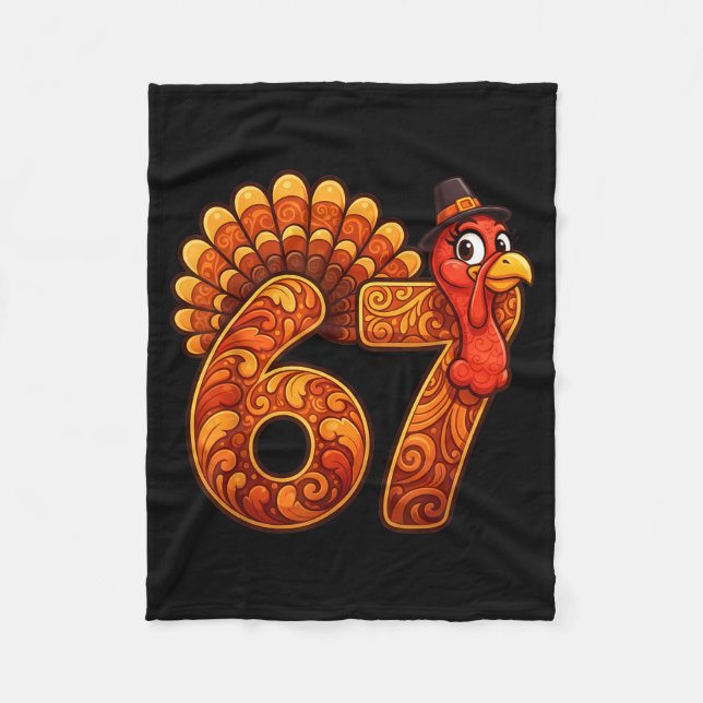 Cobertor De Velo 67 Funny Thanksgiving Turkey Meme Six Seven 6 7  (Frente)