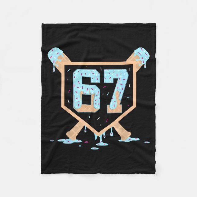 Cobertor De Velo 67 Ice Cream Drip Baseball Meme Funny Six Seven Ge (Frente)