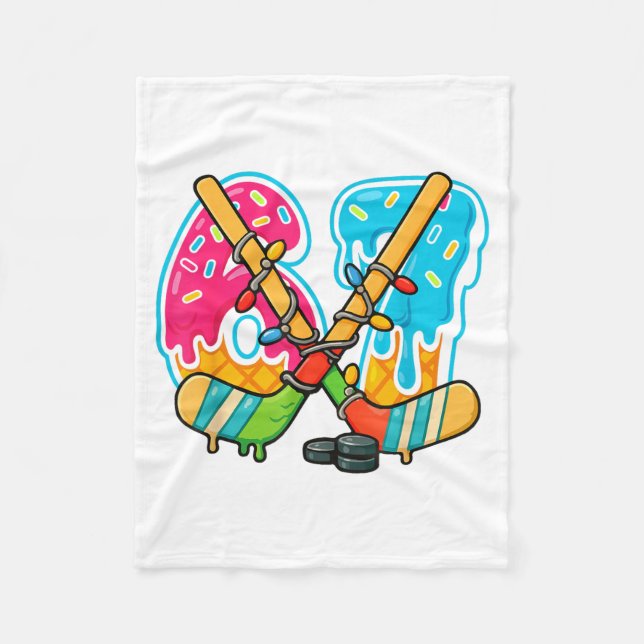 Cobertor De Velo 67 Ice Cream Drip Hockey Christmas Light  (Frente)