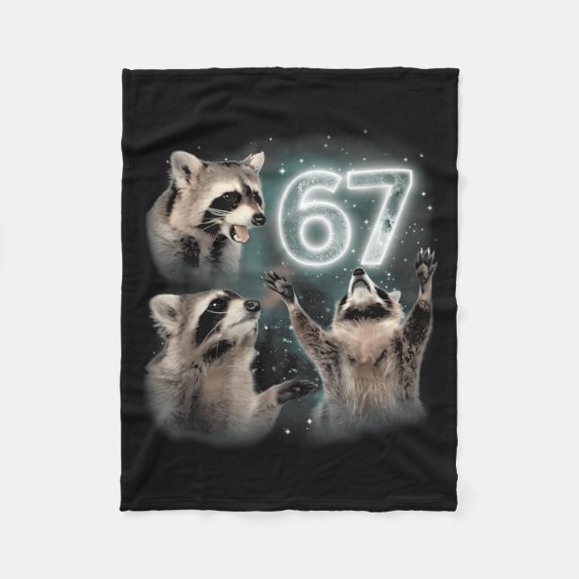 Cobertor De Velo 67 Meme Racoon Howling At The Moon Six Seven Trash (Frente)