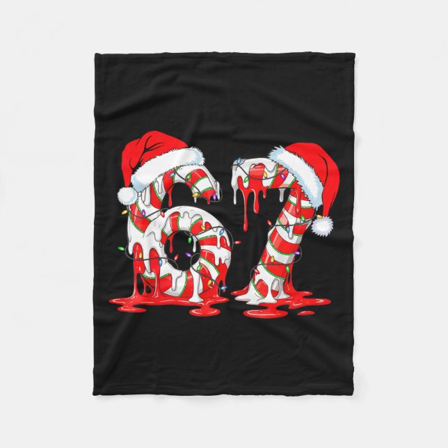 Cobertor De Velo 67 Meme Six Seven Candy Canes Drip Christmas Pajam (Frente)