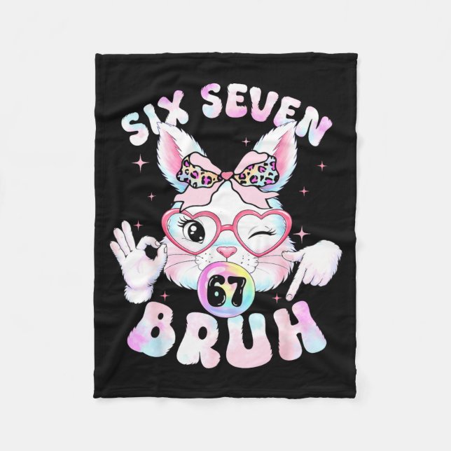 Cobertor De Velo 67 Seis Sete Dia de Páscoa Bruh Bunny Face Páscoa  (Frente)