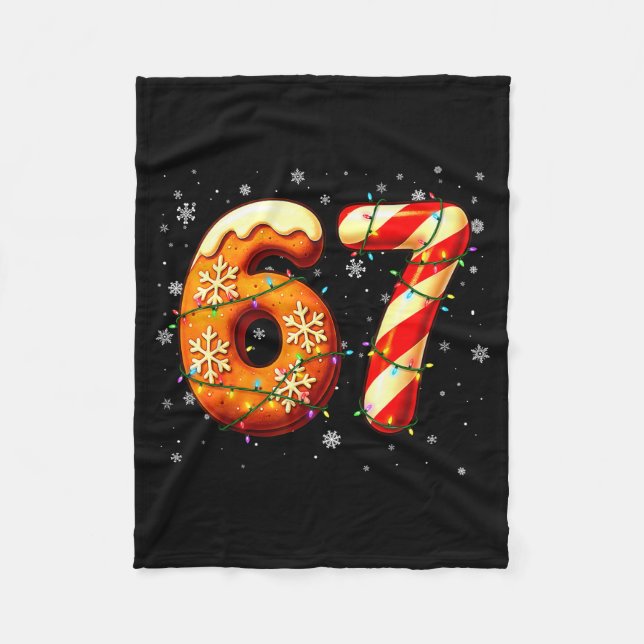 Cobertor De Velo 67 Six Seven 6-7 Gingerbread Candy Cane Christmas  (Frente)