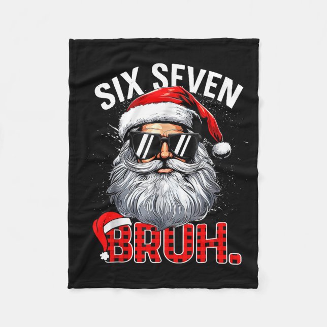 Cobertor De Velo 67 Six Seven Bruh Funny Santa Bruh Plaid Christmas (Frente)