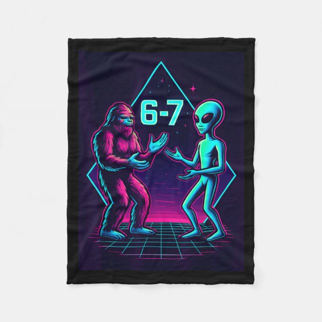 Cobertor De Velo 67 Six Seven Meme Funny Bigfoot Alien Sasquatch Uf (Frente)
