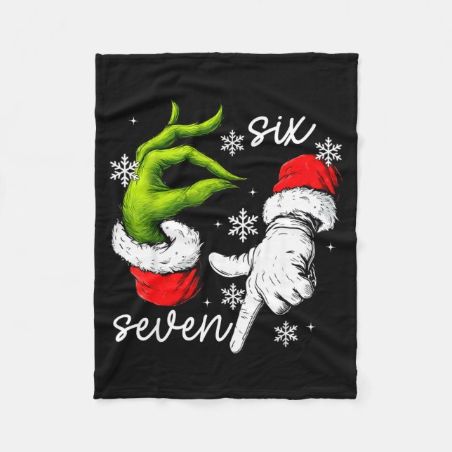 Cobertor De Velo 67 Six Seven Meme Santa Hand Christmas Funny Gen A (Frente)