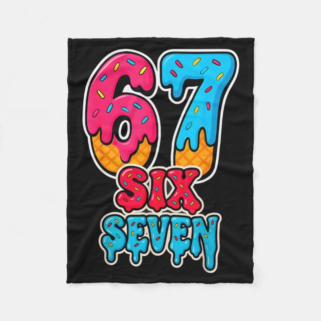 Cobertor De Velo 67 Sorvete Drip Divertido Seis Sete Meme Gen Alpha (Frente)