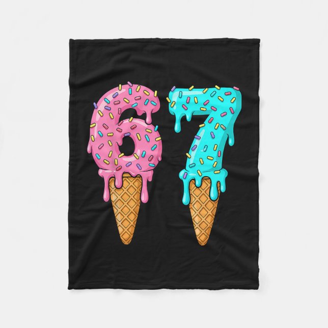 Cobertor De Velo 67 Sorvete Drip Meme Seis Sete Gíria Gen Alpha  (Frente)