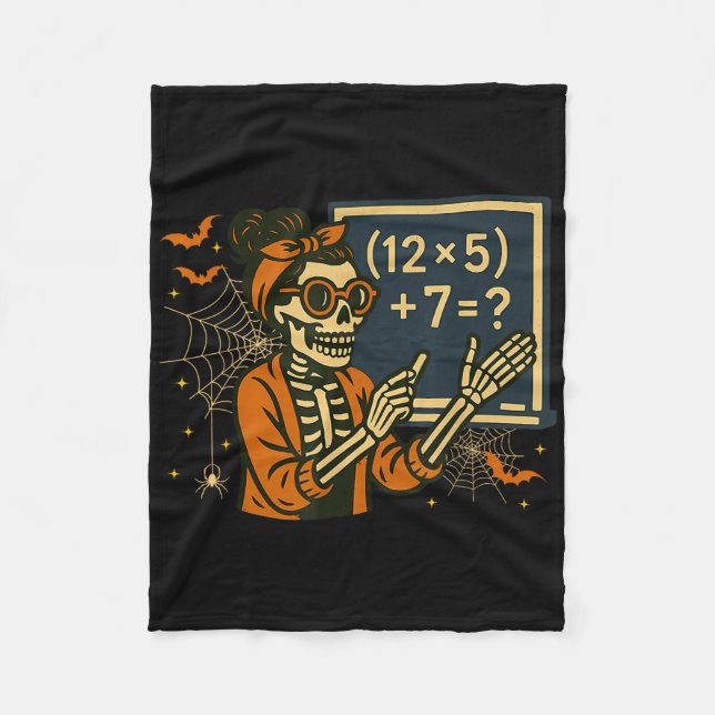 Cobertor De Velo 67 Teacher Halloween Skeleton Six Seven Meme Math  (Frente)