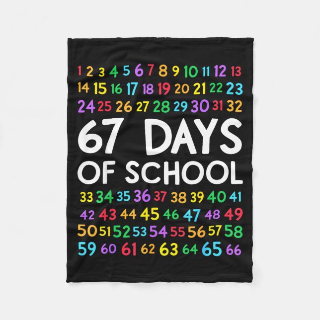Cobertor De Velo 67th Day Of School Teacher Kids 67 Math Numbers 10 (Frente)