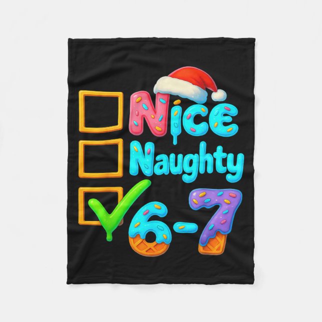 Cobertor De Velo 6-7 Meme Nice Naughty 67 Christmas Brain Rot Funny (Frente)