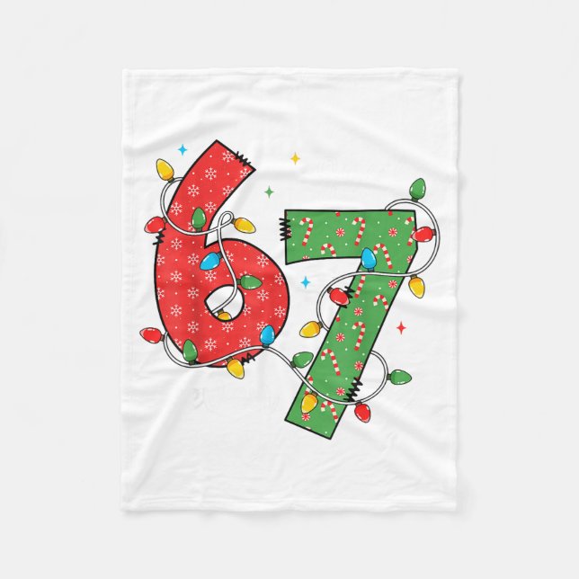 Cobertor De Velo 6 7 Six Seven Meme Xmas Lights Candy Cane Christma (Frente)