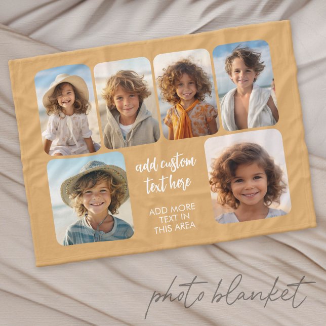 Cobertor De Velo 6 Colagem de Fotos com script bounce moderno  (Custom Fleece Photo Blanket)