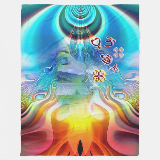 Cobertor De Velo 6 Idioma dos Símbolos da Base Light Chakra (Frente)