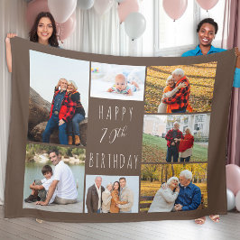 Cobertor De Velo 70 Birthday 7 Foto Collage Brown Fleece Blanket