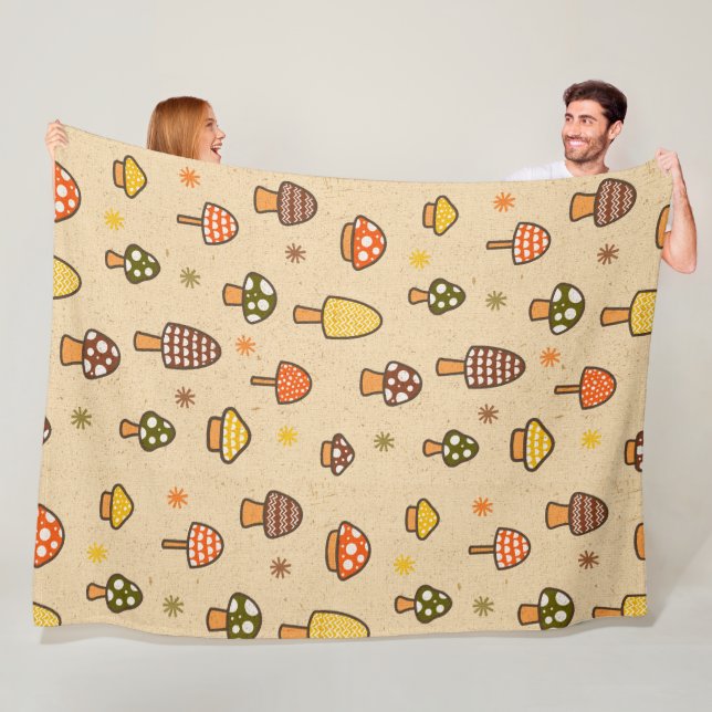 Cobertor De Velo 70s Style Retro Mushrooms (In Situ)