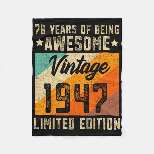 Cobertor De Velo 78. º Aniversário do Men 78 Anos Mulheres de 1947  (Frente)