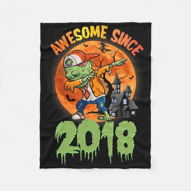 Cobertor De Velo 7 Birthday Halloween Dabbing Zombie Sinc (Frente)