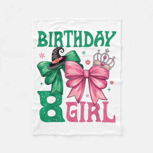 Cobertor De Velo 8th Birthday Girl Witch Nk Green 8 Year Old Birthd (Frente)