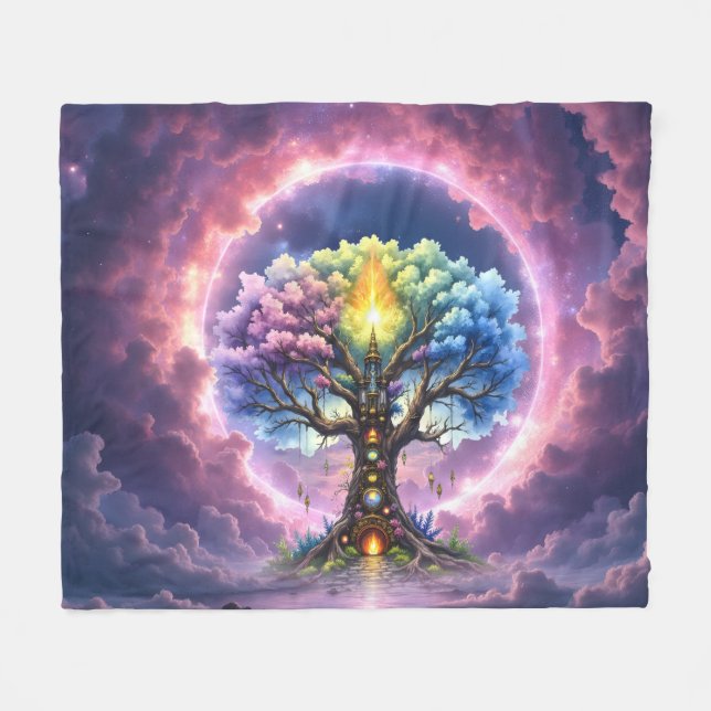 Cobertor De Velo A Árvore Celestial dos Reinos Eternos (Frente (Horizontal))