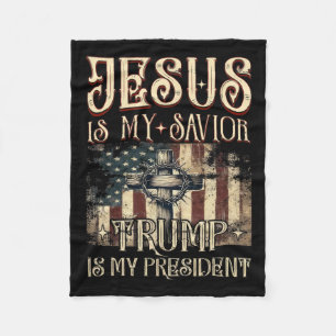 Cobertor De Velo A Cruz de Bandeira Americana De Jesus É O Meu Salá