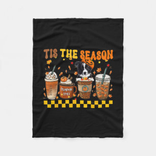 Cobertor De Velo A estação do café Pumpkin Border Collie Halloween