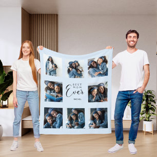 Cobertor De Velo A melhor mãe a fotografar colagem - mãe azul clara