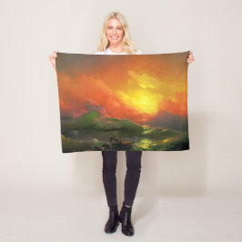 Cobertor De Velo A Nona Onda (Mar de Tempestade com Sunset Vermelho