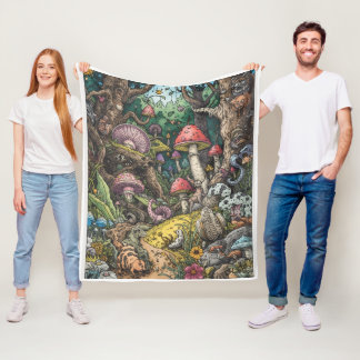 Cobertor De Velo A psychedelic woodland fleece blanket