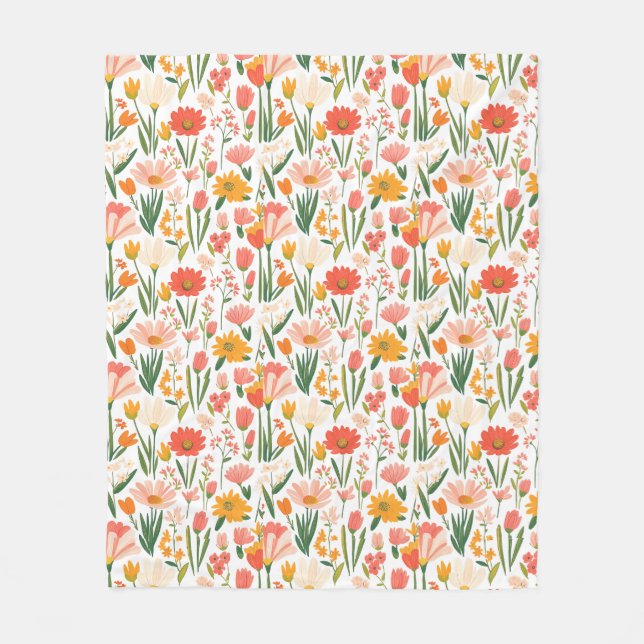 Cobertor De Velo  A seamless pattern of spring flowers  (Frente)