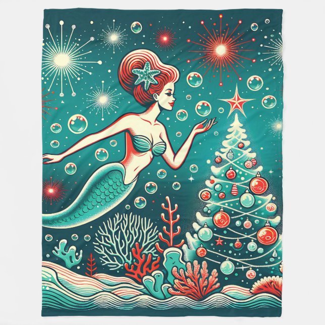Cobertor De Velo "A Sereia Mágica do Natal (Frente)
