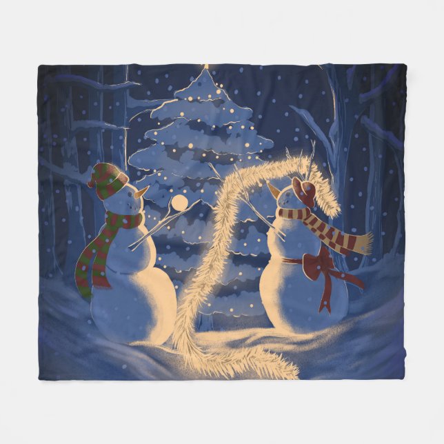 Cobertor De Velo A Snowman Christmas (Frente (Horizontal))